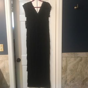 Elegant Floor-length black, lace & sequin gown.